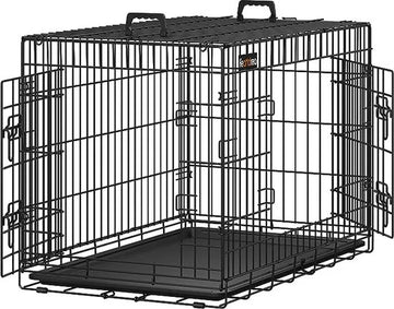 FurnStar - Hondenkooi - Hondenkooi met 2 deuren - Hondenbox - Opvouwbaar - 92,5 x 57,5 ​​x 64 cm - zwart