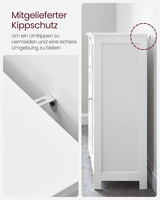 Furnstar - Houten badkamerkast - Ladekast met 4 schuifladen en 1 deur - Wit - 55 x 81 x 30 cm