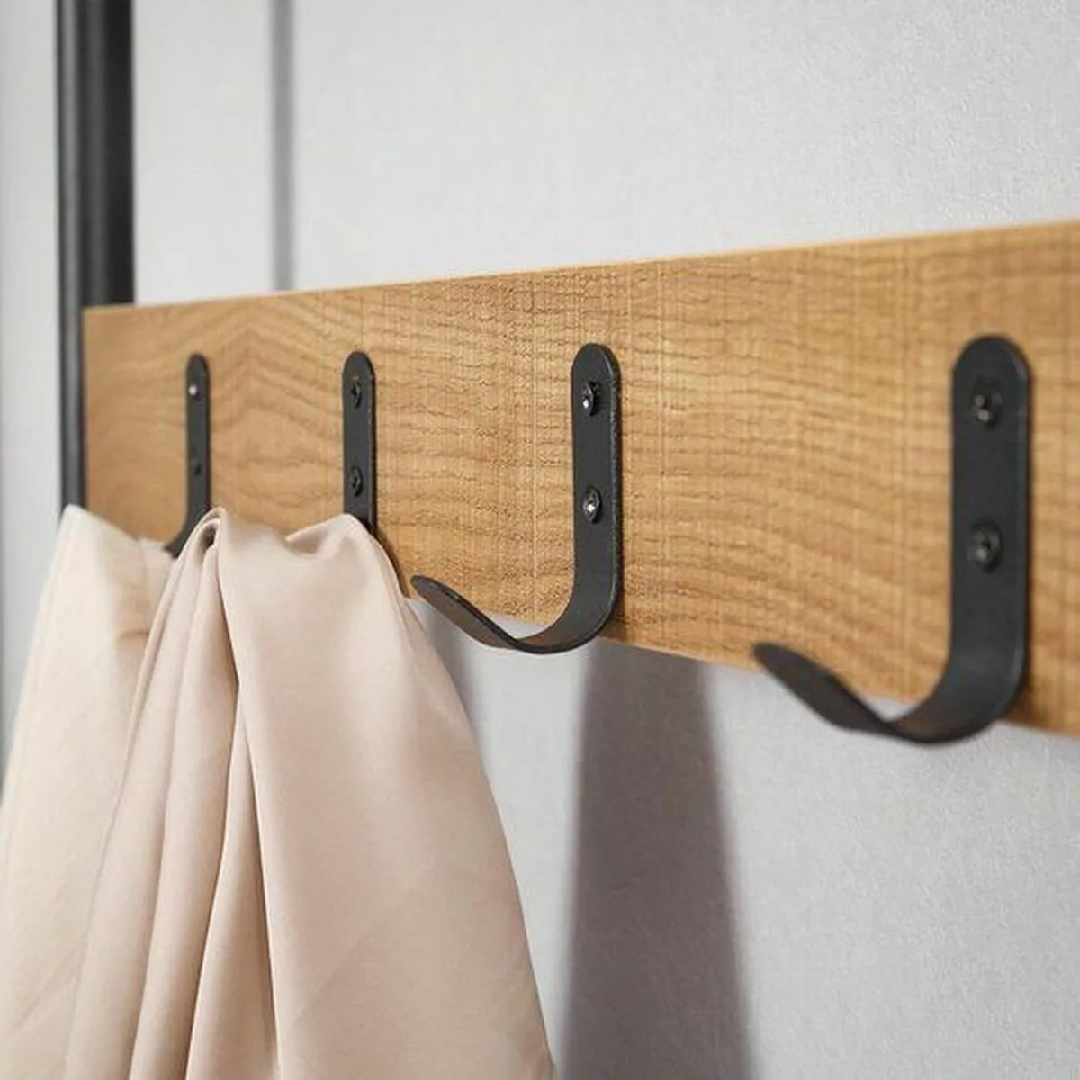 FurnStar - Kapstok met schoenenrek - Garderobe in industriële stijl - Bankje - Haken - Schoenenrek - Robuust metalen frame - 175x70x32.5cm - Licht Bruin