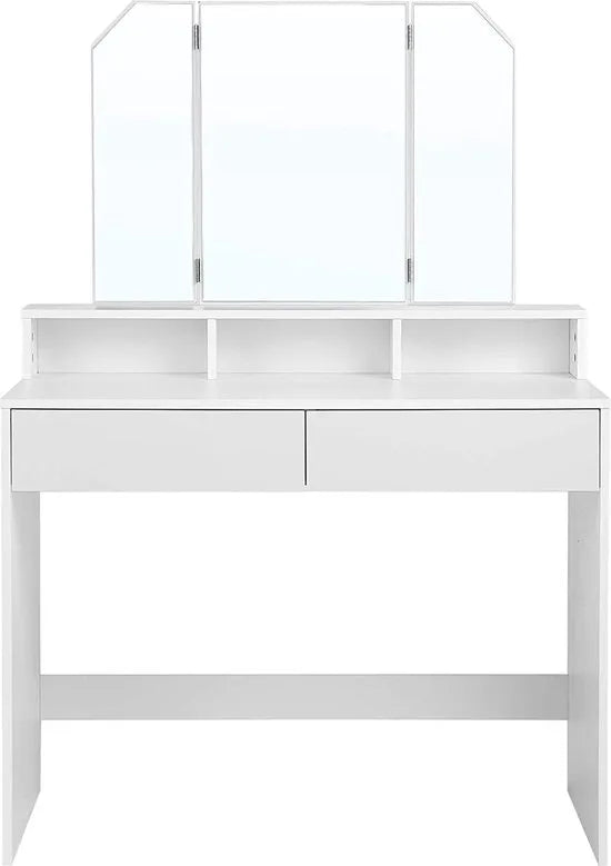 FurnStar Kaptafel - Kaptafel met spiegel - 100x40x142cm - Wit