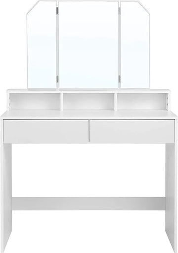 FurnStar Kaptafel - Kaptafel met spiegel - 100x40x142cm - Wit