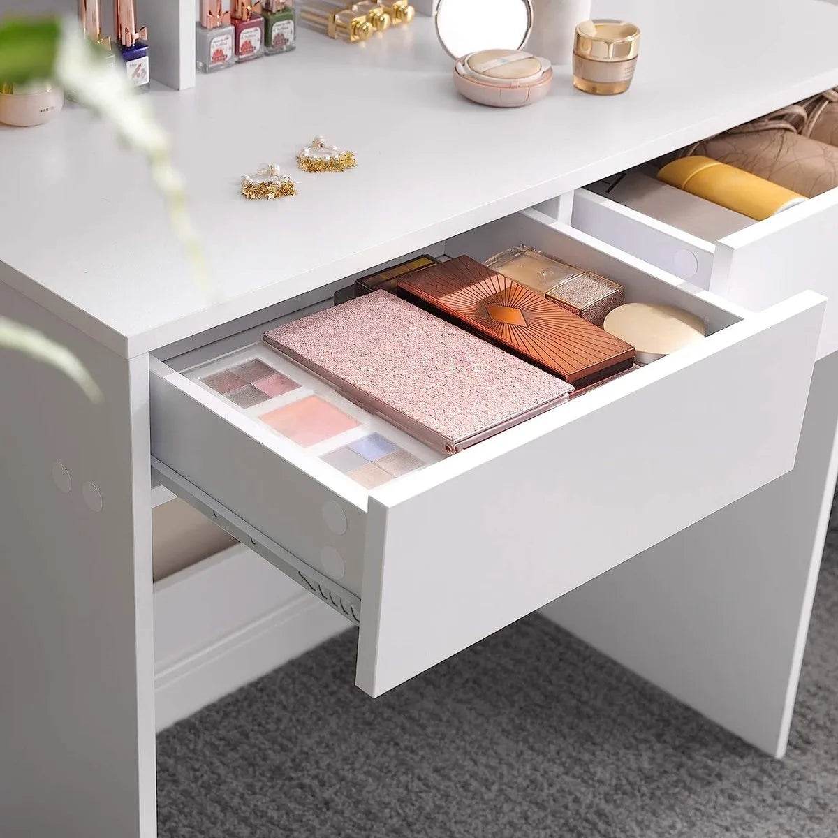 FurnStar Kaptafel - Kaptafel met spiegel - 100x40x142cm - Wit