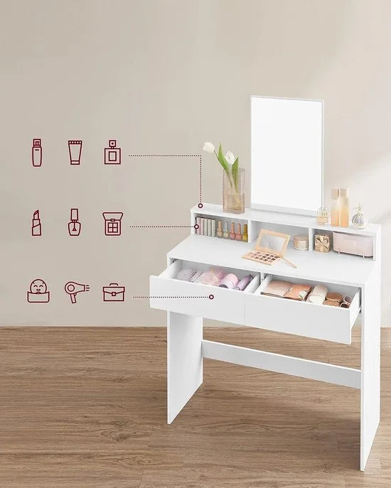 FurnStar kaptafel met spiegel - 80x40x140 cm - Wit