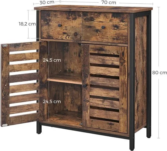 FurnStar kast - Opbergkast - 2 laden - 68.6x30x80cm - Bruin