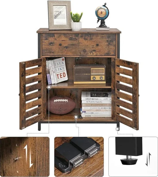 FurnStar kast - Opbergkast - 2 laden - 68.6x30x80cm - Bruin