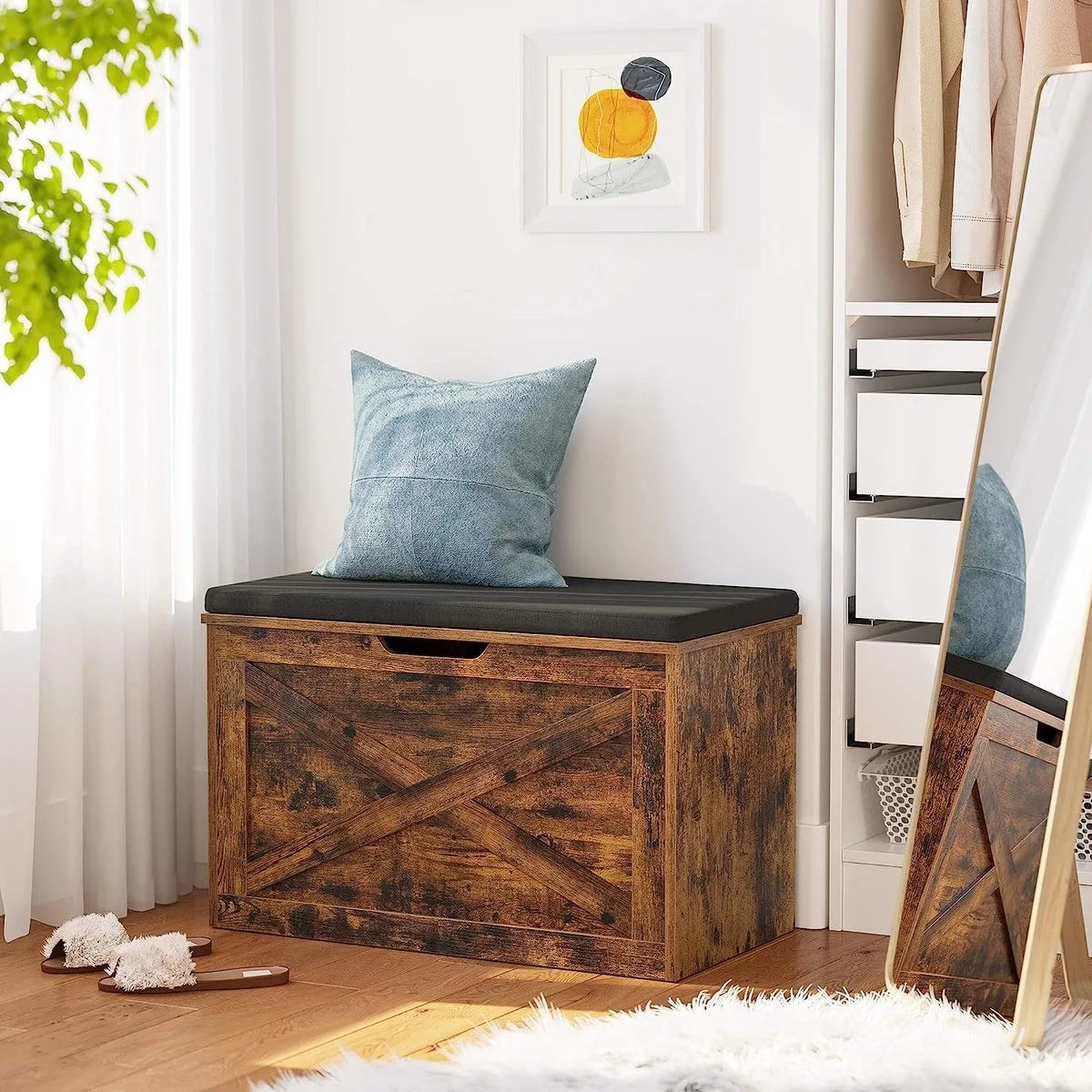 FurnStar - kast - Opbergkast - 100x40x46cm - Wit – Bruin 76 x 40 x 48cm
