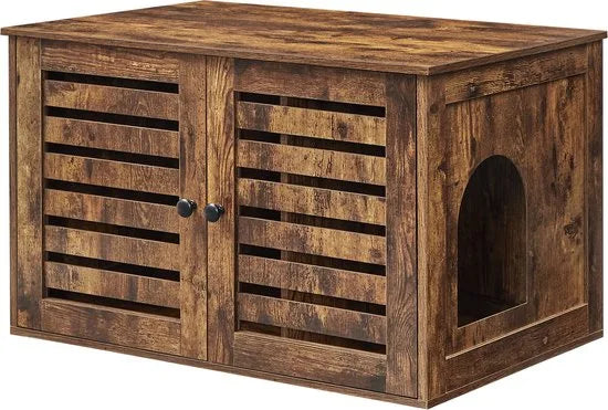 Furnstar Kattenhuis - Kattenbakkast met uitneembare scheidingswand - Tafel - 80 x 53 x 50 cm - Vintage Bruin – Bruin FurnStar Kattenbak Kattenhuis  (1910)