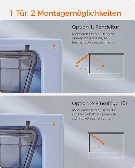 FurnStar - Kattenbak - Kattentoilet - Met Deksel - Uittrekbaar Dienblad - Schep - Borstel - Ruim - Voor Katten Tot 15 Kg - Minder Sporen - Lekvrije Bodem - Havermoutkleurig - Warmgrijs – Lichtblauw / duifgrijs