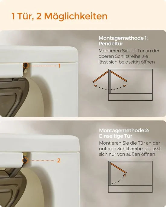 FurnStar - Kattenbak - Kattentoilet - Met Deksel - Uittrekbaar Dienblad - Schep - Borstel - Ruim - Voor Katten Tot 15 Kg - Minder Sporen - Lekvrije Bodem - Havermoutkleurig - Beige / Zwart .