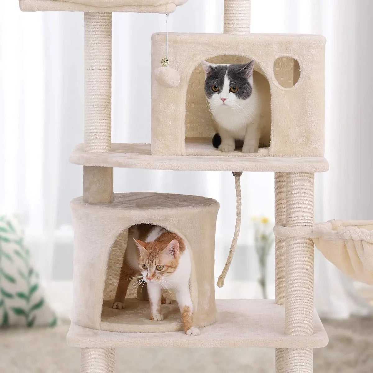 FurnStar - Kattenboom - Hoge Kattentoren - 2 Grotten - Beige