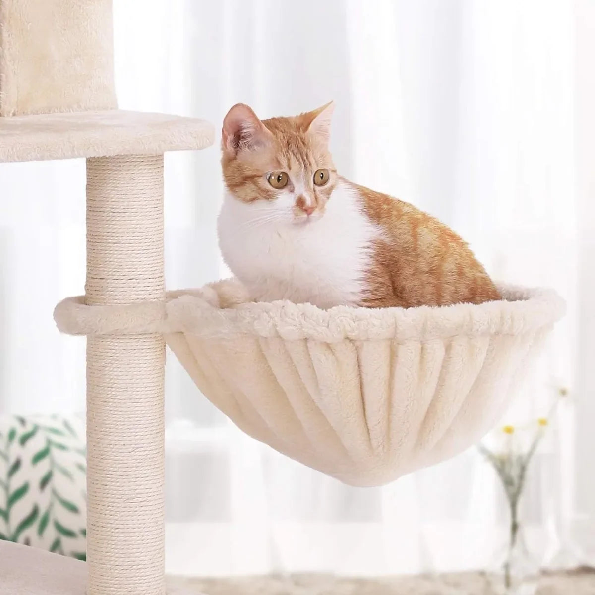 FurnStar - Kattenboom - Hoge Kattentoren - 2 Grotten - Grijs – Beige