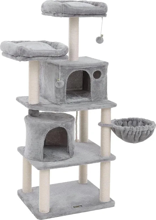 FurnStar - Kattenboom - Hoge Kattentoren - 2 Grotten - Grijs