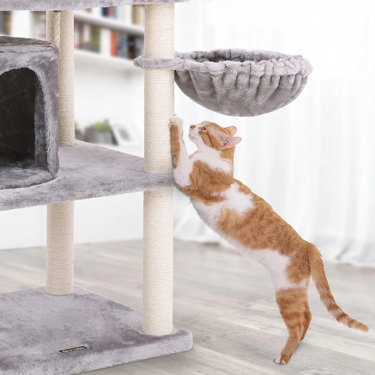 FurnStar - Kattenboom - Hoge Kattentoren - 2 Grotten - Grijs