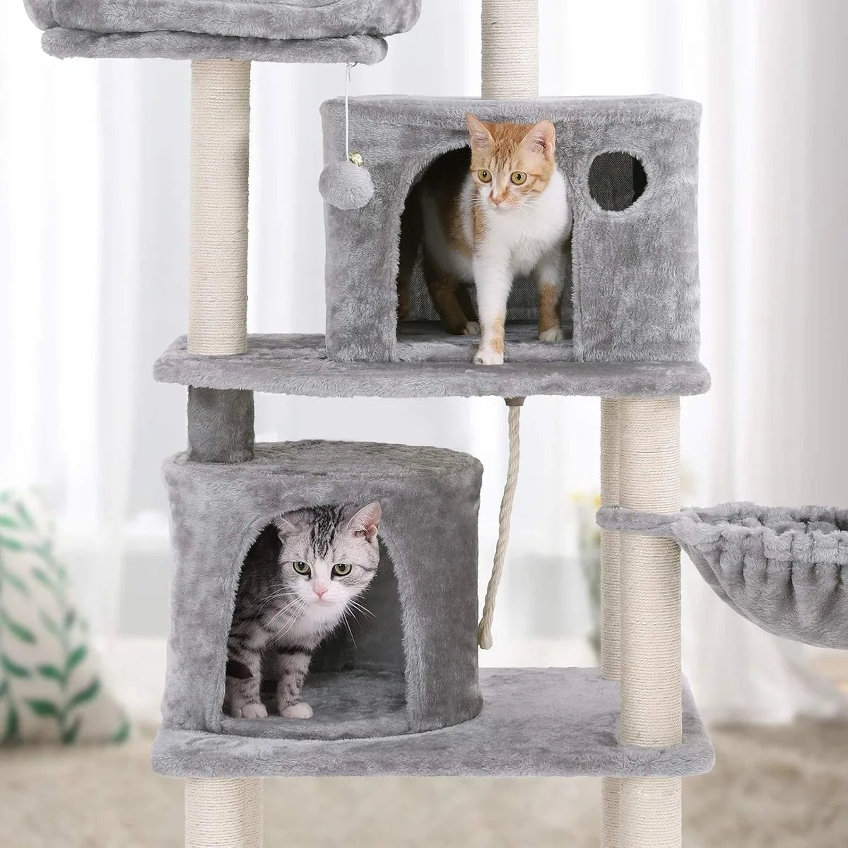 FurnStar - Kattenboom - Hoge Kattentoren - 2 Grotten - Grijs