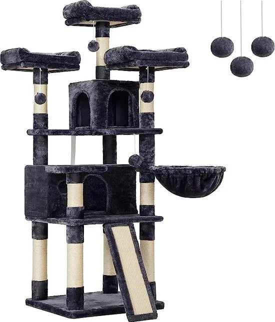 FurnStar - Kattenboom - Krabpaal - Donker Grijs - 55x55x172cm