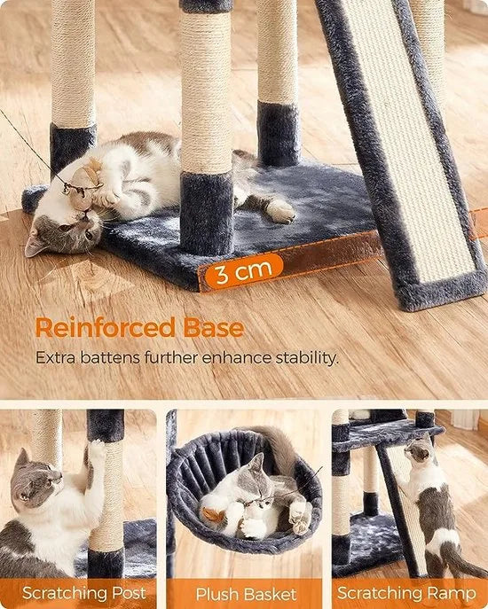FurnStar - Kattenboom - Krabpaal - Donker Grijs - 55x55x172cm