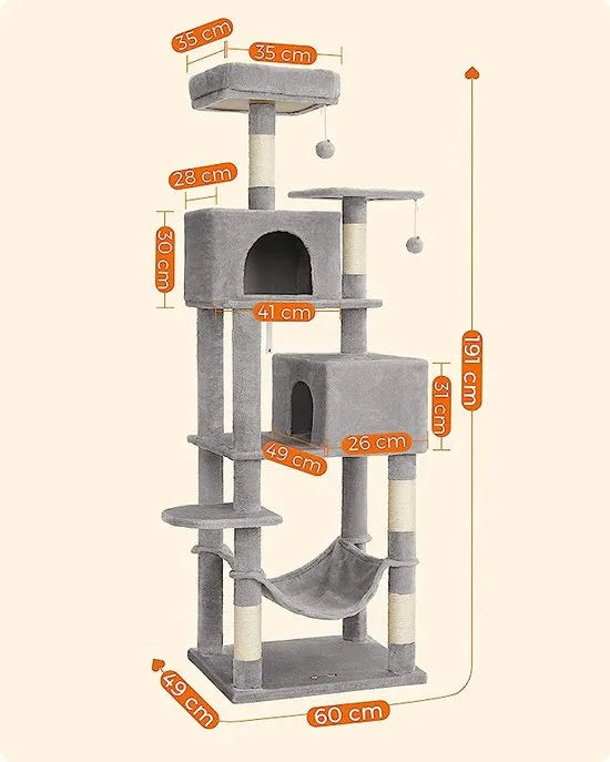FurnStar - Kattenboom - Krabpaal - Grijs - 60x50x191cm