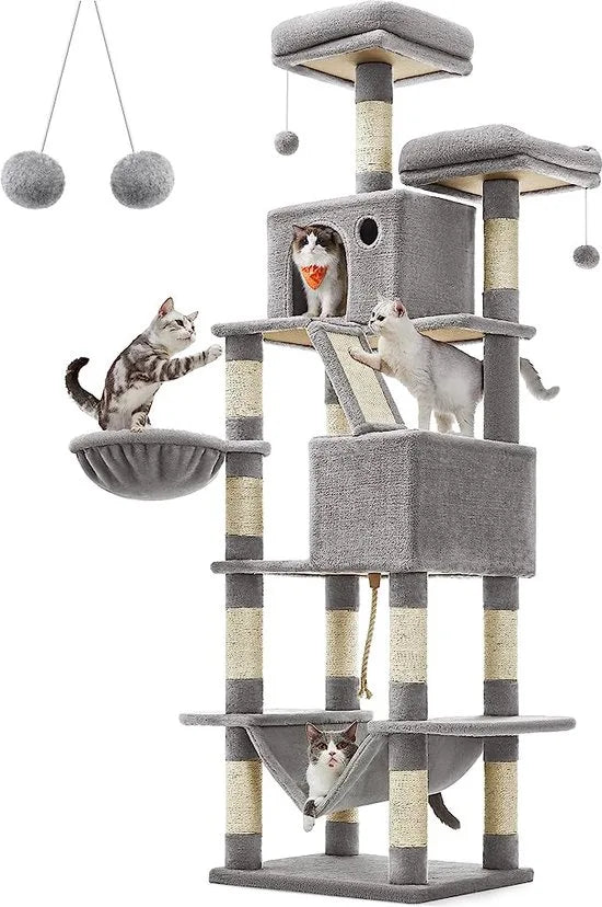 FurnStar - Kattenboom xxl - Krabpaal - Grijs - 60x50x206cm