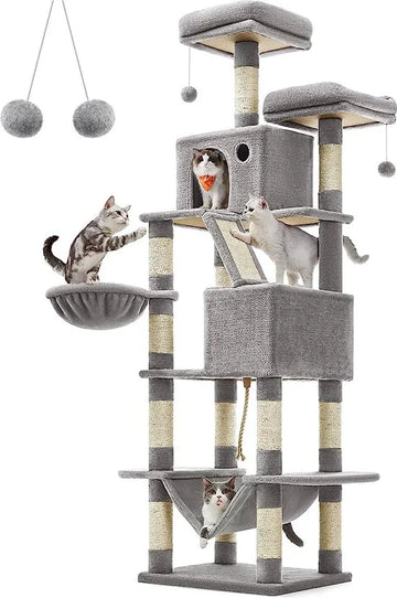FurnStar - Kattenboom xxl - Krabpaal - Grijs - 60x50x206cm