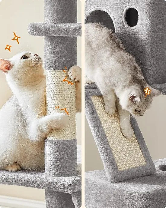 FurnStar - Kattenboom xxl - Krabpaal - Grijs - 60x50x206cm