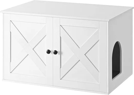 Furnstar Kattenhuis - Kattenbakkast met uitneembare scheidingswand - Tafel - 80 x 53 x 50 cm - Vintage Bruin – Wit Wit (5542)