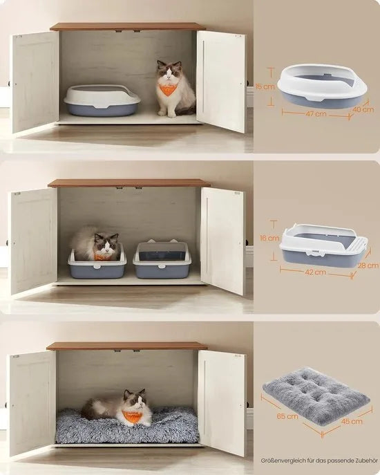 Furnstar Kattenhuis - Kattenbakkast - Tafel - 70 x 50 x 50 cm - Honingbruin Vintage Wit