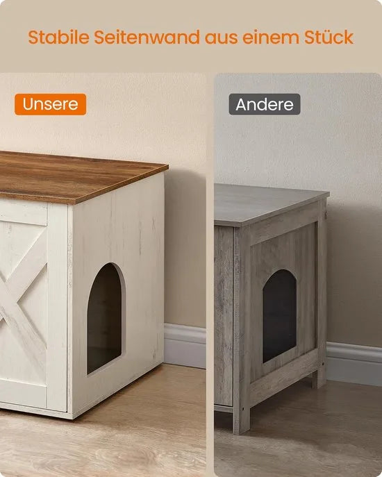 Furnstar Kattenhuis - Kattenbakkast - Tafel - 70 x 50 x 50 cm - Honingbruin Vintage Wit
