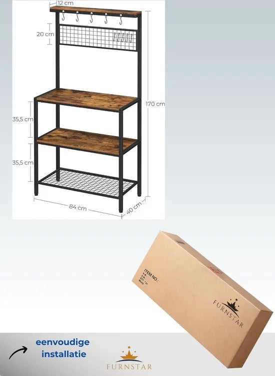 FurnStar - Keukenkast - Keukenrek - 80x40x170cm - Bruin