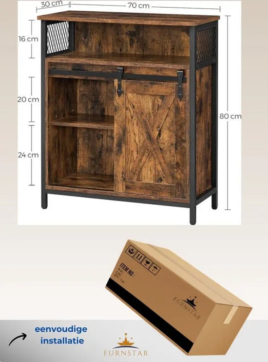 FurnStar keukenkast - Opbergkast - 70x30x80cm - Bruin