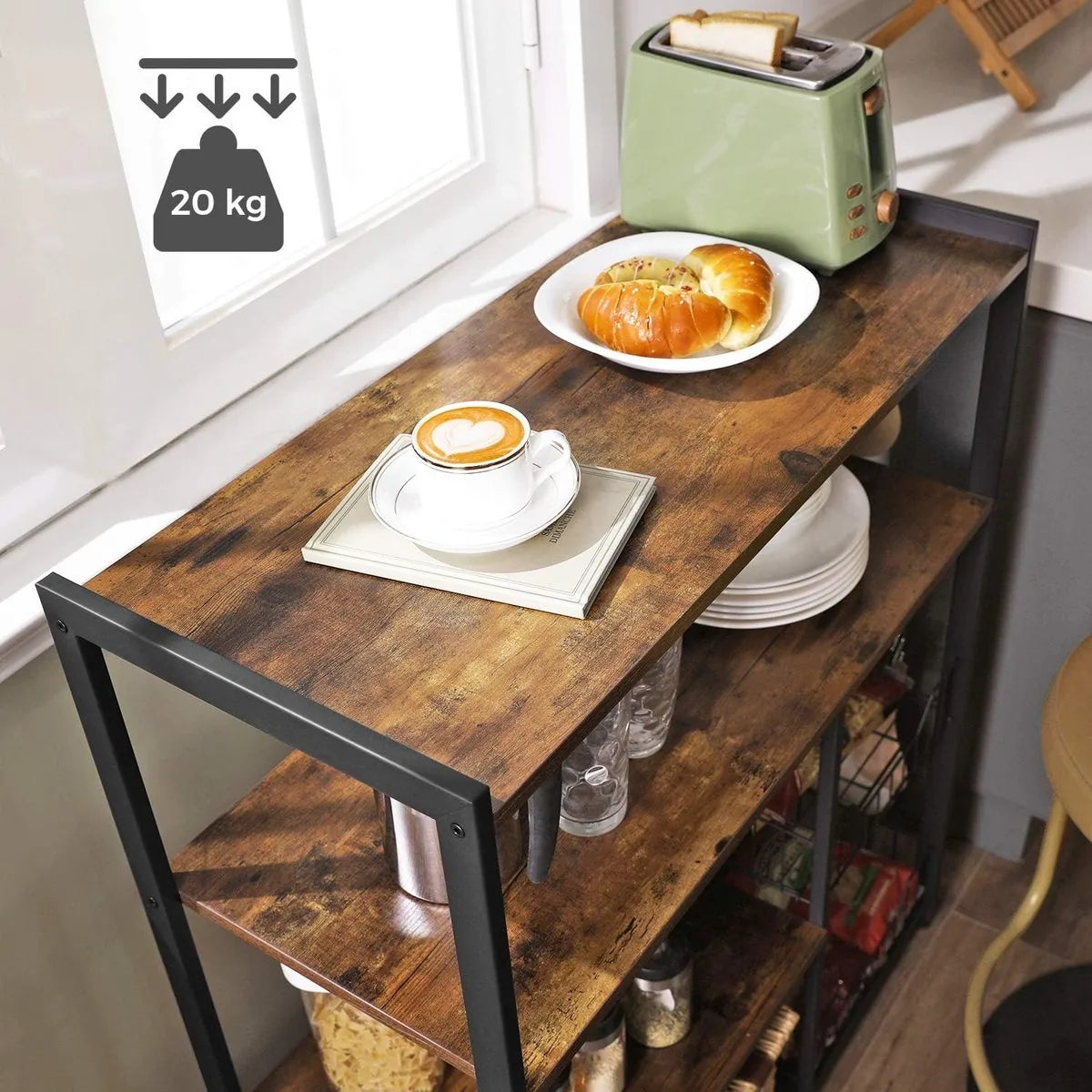 FurnStar - Keukenplank - Staande plank voor de keuken - 80x35x95cm - Bruin