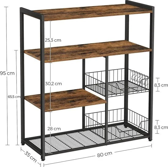 FurnStar - Keukenplank - Staande plank voor de keuken - 80x35x95cm - Bruin