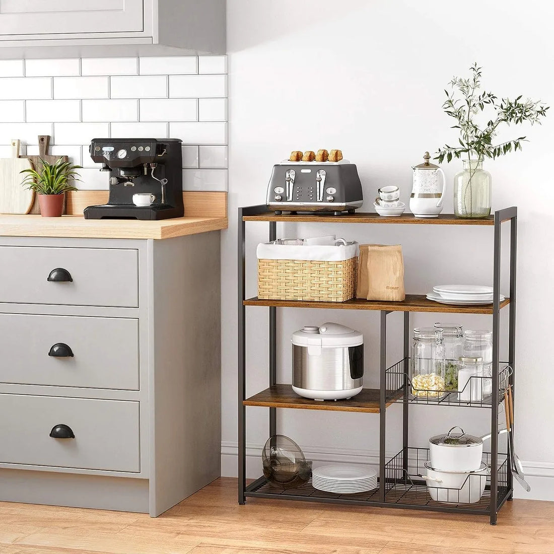 FurnStar - Keukenplank - Staande plank voor de keuken - 80x35x95cm - Bruin