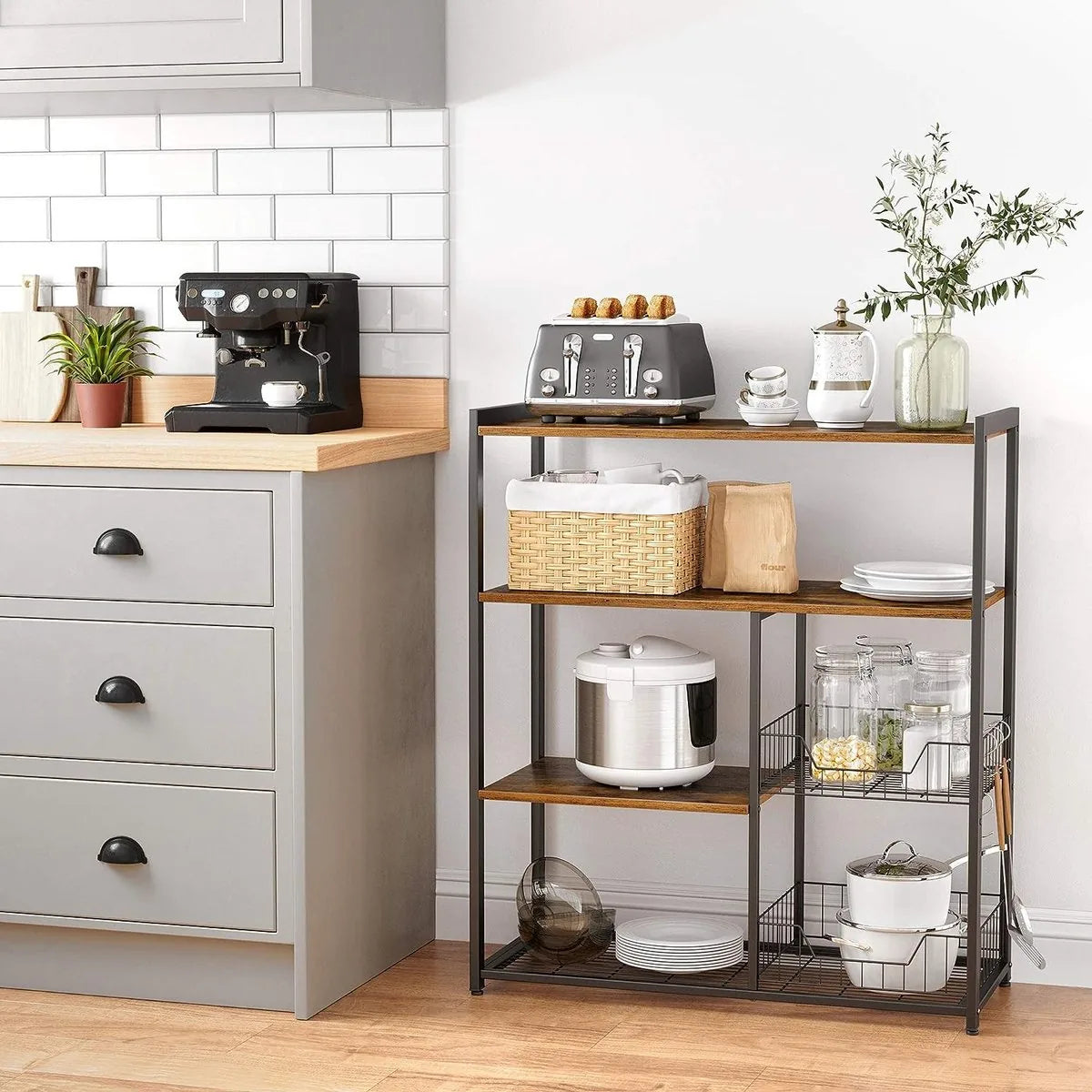 FurnStar - Keukenplank - Staande plank voor de keuken - 80x35x95cm - Bruin
