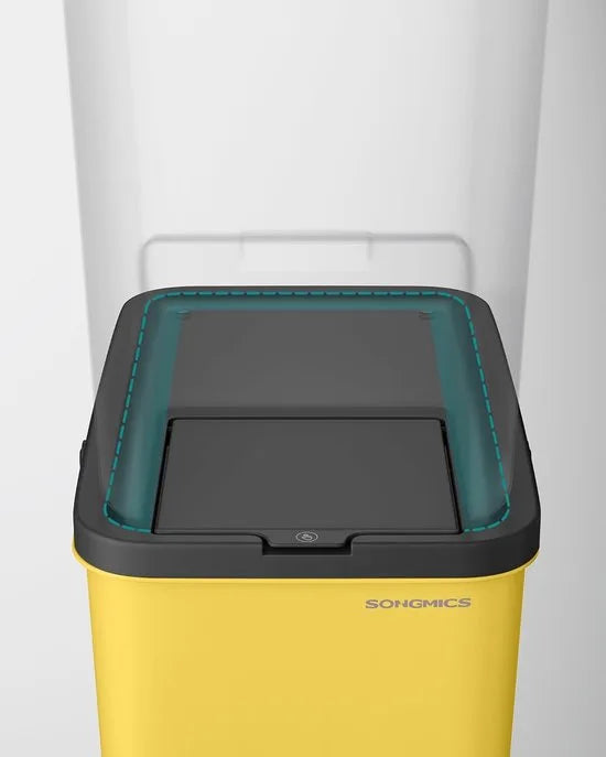 Furnstar Keukenprullenbak Set van 4 – Stapelbare Prullenbakken 20L per stuk – Afvalscheidingssysteem – Scharnierend Deksel – Met Stickers – Geel, Blauw, Beige & Groen