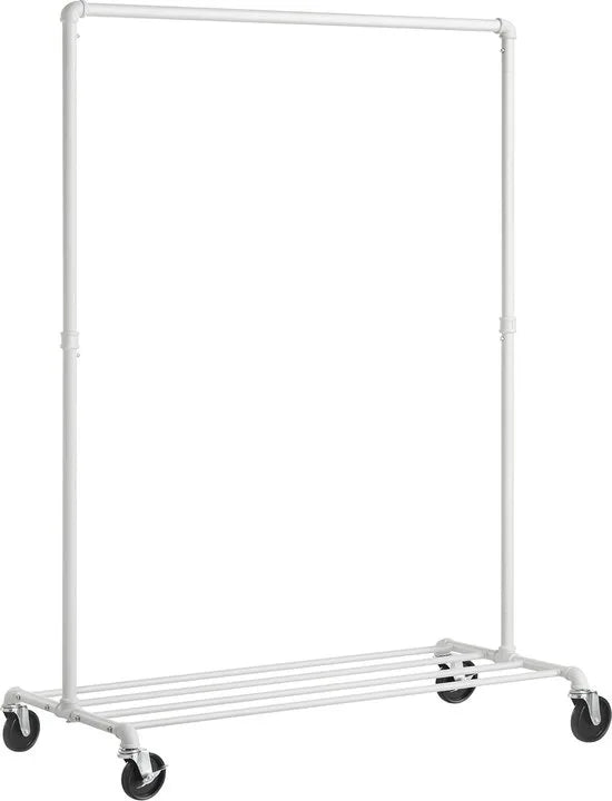 FurnStar - Kledinghangers - Kledingrek Metaal - Kledingrek Op Wieltjes - 49D x 100W x 163H cm - Kledingrek Wit
