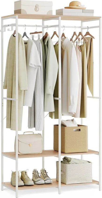 FurnStar - Kledinghangers - Kledingrek Metaal - Schoenenrek- Kledingkasten Slaapkamer - 40 x 94.5 x 180 cm - Kledingrek Beige