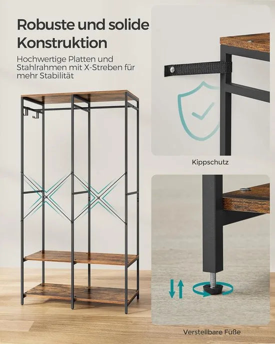 FurnStar - Kledinghangers - Kledingrek Metaal - Schoenenrek- Kledingkasten Slaapkamer - 40 x 94.5 x 180 cm - Kledingrek vintage