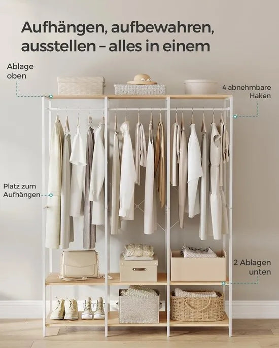 FurnStar - Kledinghangers - Kledingrek Metaal - Schoenenrek - Kledingkasten Slaapkamer - 40 x 141 x 180 cm - Natural Beige