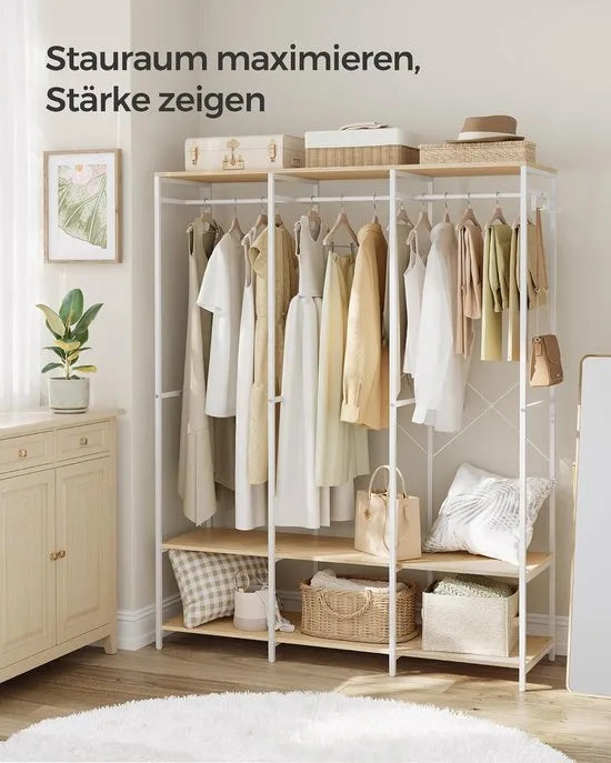 FurnStar - Kledinghangers - Kledingrek Metaal - Schoenenrek - Kledingkasten Slaapkamer - 40 x 141 x 180 cm - Natural Beige
