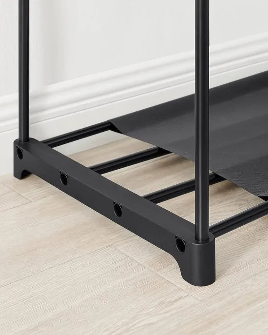 FurnStar - Kledingkast - kledingkast - vrijstaande garderobe - met kledingstangen - kapstok - stoffen planken - metalen frame - 138 x 43 x 182 cm - Zwart