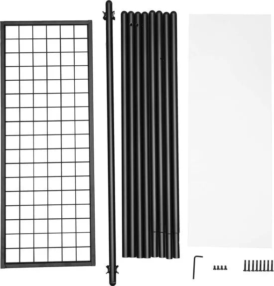 FurnStar - Kledingrail - Kledingrek - Kledingrek met stalen frame - met ophangrail en plank - 33,5 x 92,5 x 153 cm - voor slaapkamer, kleedkamer, wasruimte - zwart