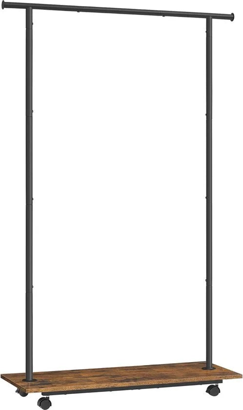FurnStar - Kledingrek - Kledinghangers - Kledingrek op Wieltjes - Kledingrek Metaal - ‎‎35 x 98,5 x 160,3 cm - Kledingrek Zwart