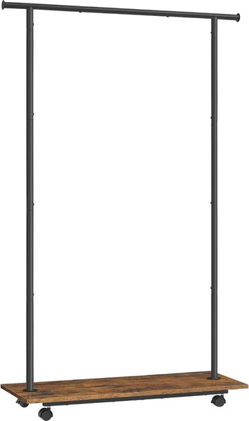 FurnStar - Kledingrek - Kledinghangers - Kledingrek op Wieltjes - Kledingrek Metaal - ‎‎35 x 98,5 x 160,3 cm - Kledingrek Zwart