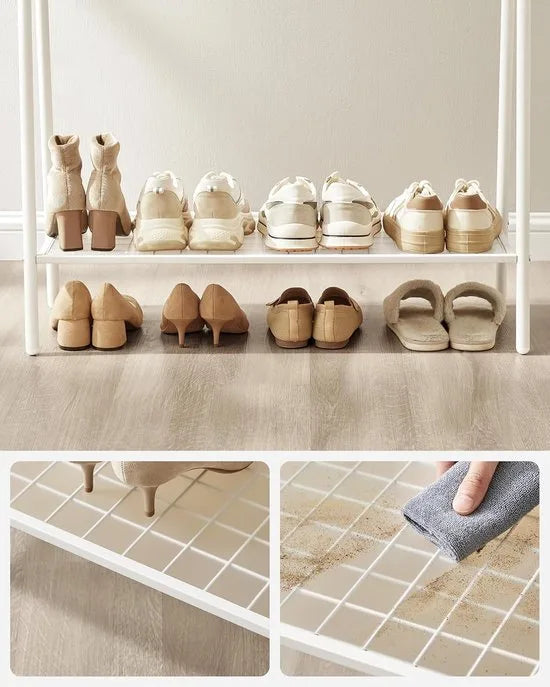 FurnStar - Kledingrek - Kledingrek met stalen frame - met ophangrail en plank - 33,5 x 92,5 x 153 cm - voor slaapkamer, kleedkamer, wasruimte - Wit