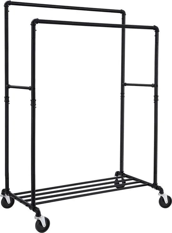 FurnStar - Kledingrek - Kledingrek op wieltjes - Metaal - 163 x 100 x 59 cm