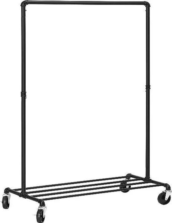 FurnStar - Kledingrek - Kledingrek op wieltjes - Metaal - 163 x 100 x 59 cm – Zwart 163 x 100 x 49cm Zwart 163 x 100 x 49 cm (2059)