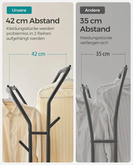 Furnstar Kledingrek op wieltjes - 2 Kledingstangen - Garderobestand - Kapstok van stalen buizen - Tot 100 kg belastbaar - 103.5 cm breed -Multifunctionele opslag - Zwart