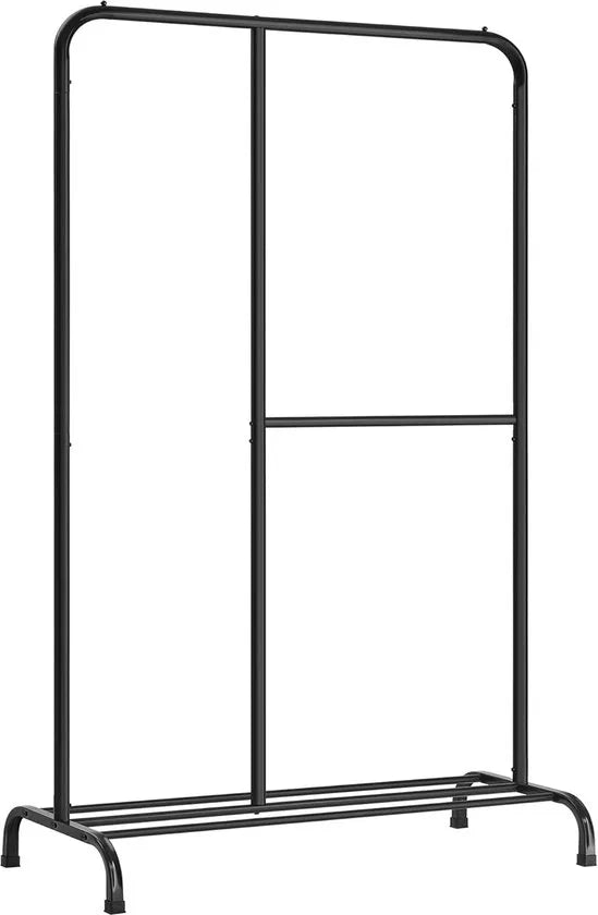 FurnStar - Kledingroede - Kledingrek - Max. Draagvermogen 100 kg - met verstelbare ophangrail - voor slaapkamer - woonkamer - hal - zwart
