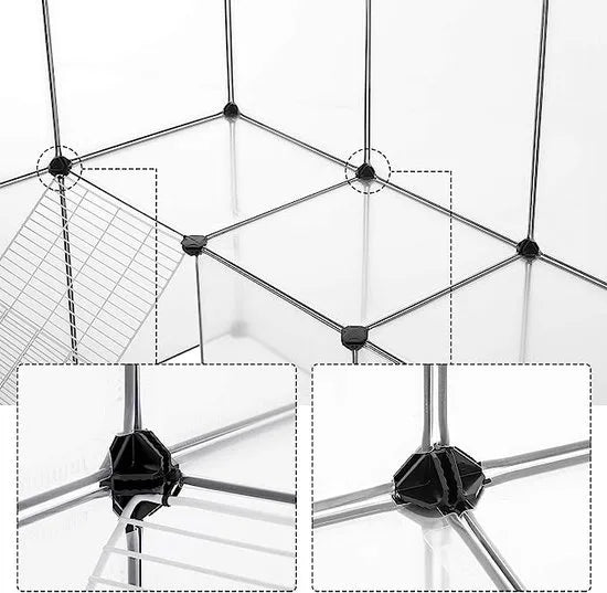 FurnStar - Kleindierverblijf - Modulaire omheining - konijnenhok - Cavia kooi - 2 Verdiepingen - 143x108x93cm - Wit