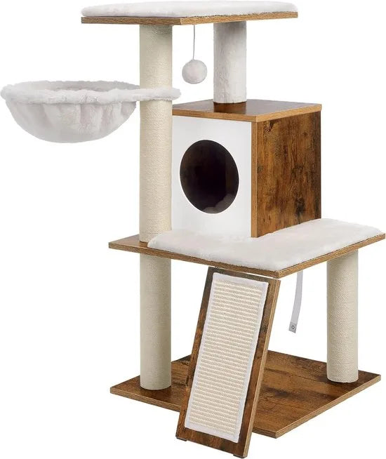 FurnStar - Krabpaal - kattenboom - hoogte 96 cm - walnootkleurig